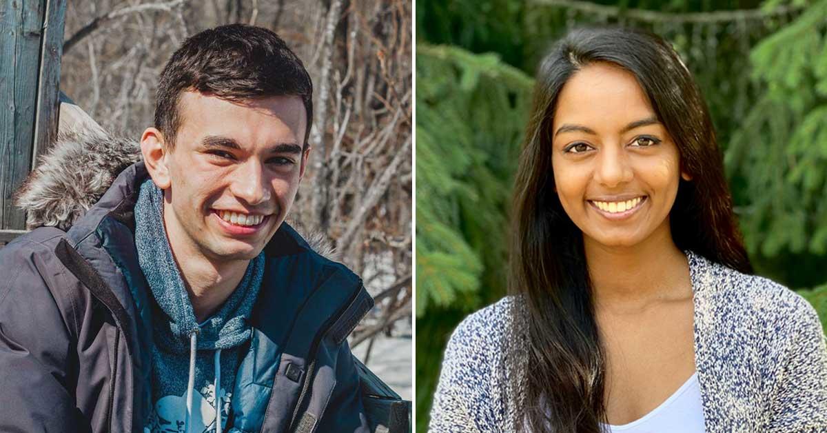 Portraits of Yannick MacMillan, left, and Trisha Kandiah, right.